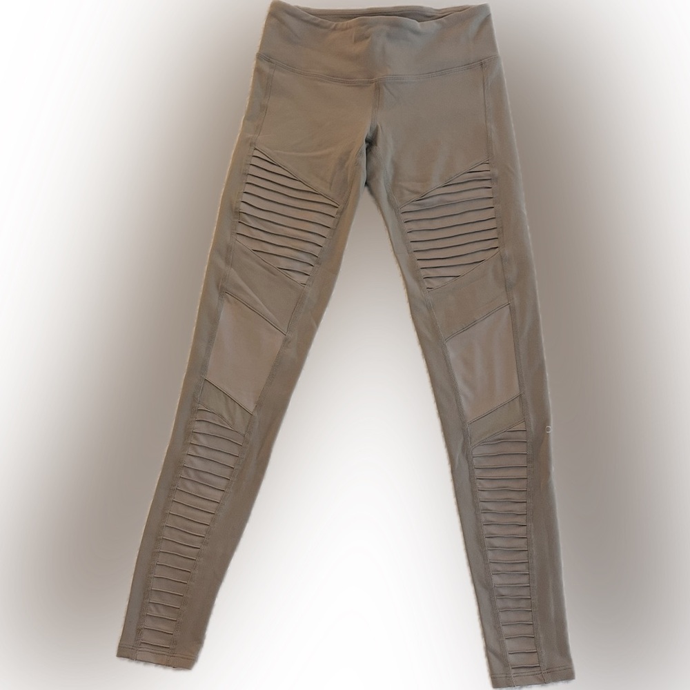 ALO Yoga Women's Taupe Ribbed Moto Leggings